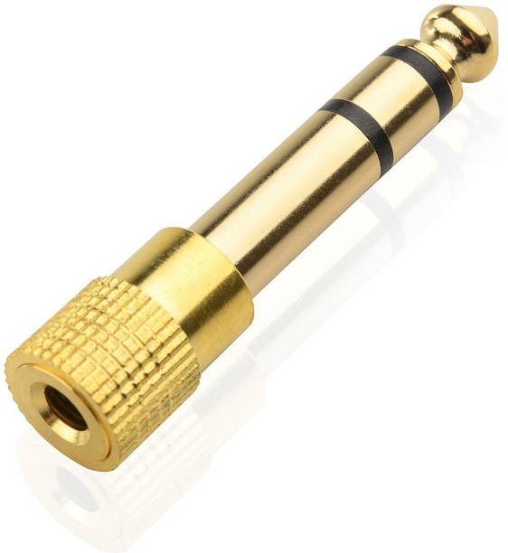 SeCro 3.5mm Female to 6.35mm Male Plug Stereo Audio Jack Converter (Golden) (2 Pack) 6.35mm to 3.5mm Converter