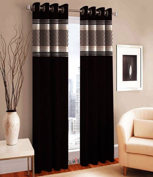 LE HAVRE 182 inch (6 ft) Shower Polyester Room Darkening Curtain (Pack Of 2)