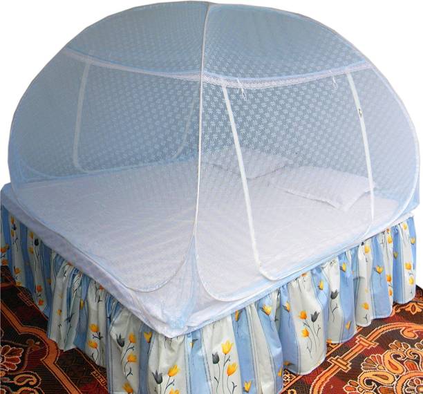 HEALTHY SLEEPING Polyester Adults Washable Foldable Polyester Double Bed Mosquito Net - Embroidery Premium Mosquito Net