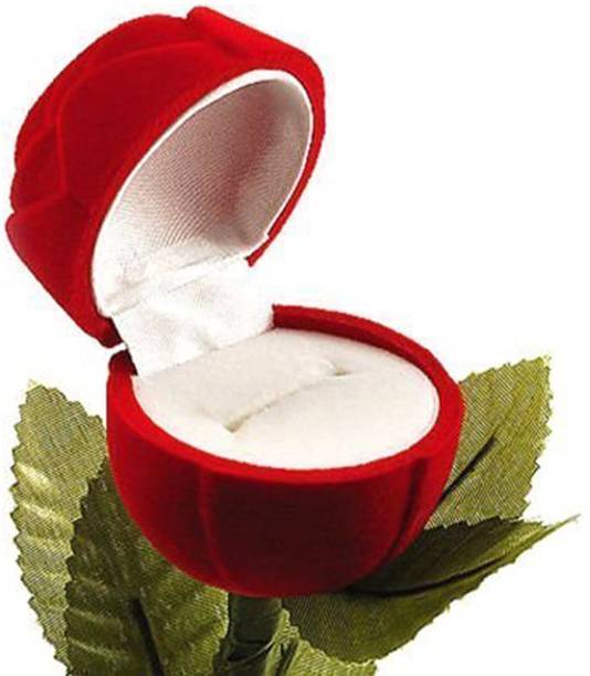 AASA Velvet Rose Love Ring Box for Valentines Day Gift for Girlfriend And Boyfriend - Red Rose Gift ring box Vanity Box