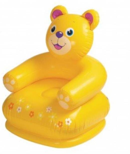 Instabuyz Happy Animal Chair Assortment - Bear (Size-65cmX64cmX74cm) (Yellow) Inflatable Sofa/ Chair