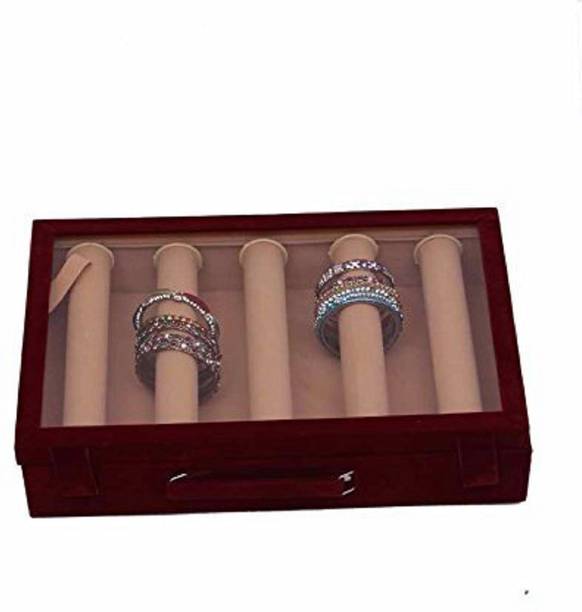 कुबेर इंडस्ट्रीज़ Wooden Bangle Organizer Box 5 Rod, Maroon बैंगल वैनिटी बॉक्स वैनिटी बॉक्स
