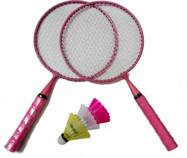 Konex Kids Badminton Kit 2 Racquets & 3 Shuttle Cocks - Pink Badminton Kit
