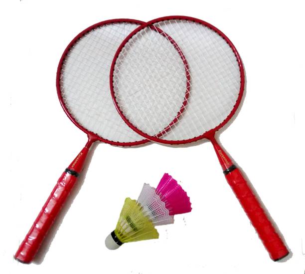 Konex Kids Badminton Kit 2 Racquets & 3 Shuttle Cocks - Red Badminton Kit
