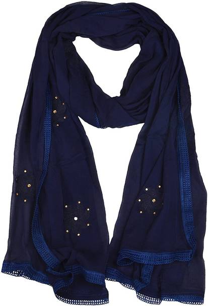Chiffon Embroidered Dark Blue Women Dupatta