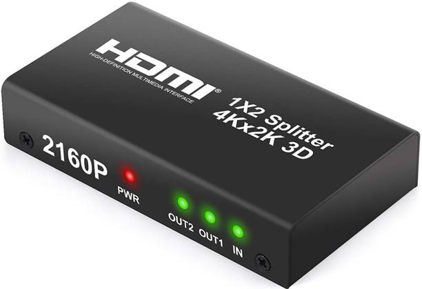 microware 2160P 4Kx2K 2 Way HDMI Splitter HD Hub Smart Splitter Box HDMI Splitters 1 in 2 out 3D Active Amplifier Switcher for HDTV PC SKY Box Projector PS2 PS3 PS4 XBox360 Blu-ray DVD Media Streaming Device