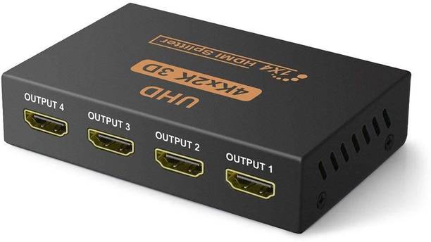 microware 1x4 Powered HDMI Splitter V1.4 (1 Input 4 Output) Support Full Ultra HD 4K/2K 1080P and 3D Resolution Media Streaming Device