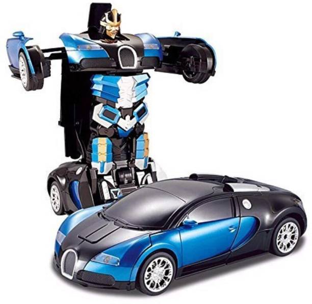 Instabuyz robot car one Button Transforming Car into Robot Autobot Deformation Innovative RC Toy (Blue)