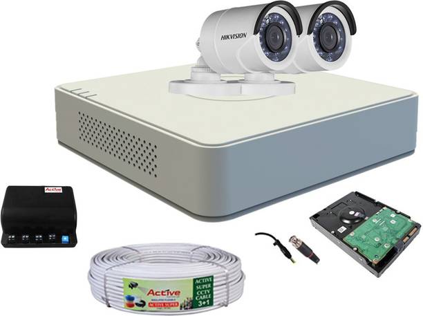 HIKVISION HIKVISION DVR DS-7A04HGHI-F1/N OR DS-7A04HGHI-F1/ECO 1PCS BULLIT CAMERA DS-2CE1ACOT-IRP OR DS-2CE1ACOT-IRP/ECO 2PCS 90 METAR CABLE 1TB SATA HDD CAMBO KIT Security Camera