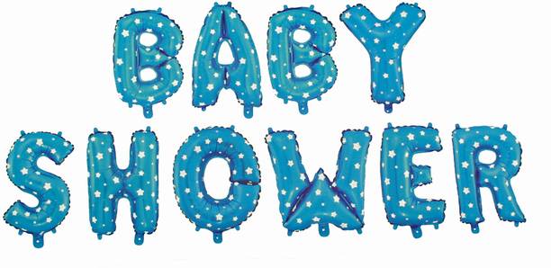 जम्बोरी सॉलिड Baby Shower printed foil Baby shower Blue metallic foil balloon banner गुब्बारा
