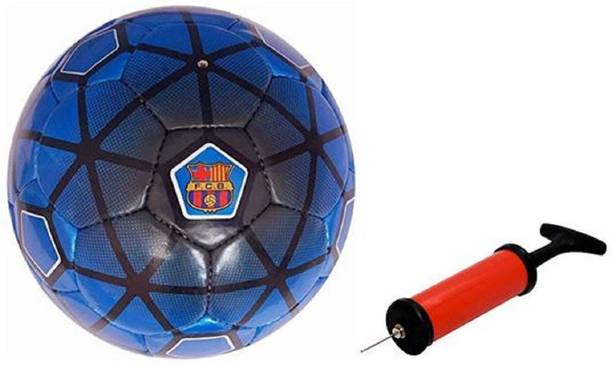 निचे FCB Blue Barca Football With Air Pump Free फ़ुटबॉल