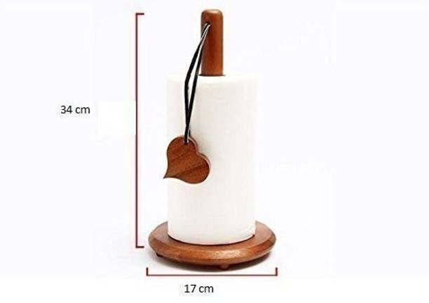 Ontiq Mundo Wooden Brown Kitchen Tissue Roll Holder and Tissue stand1 Paper Dispenser