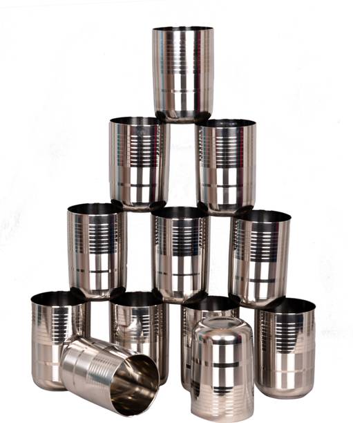 LIMETRO STEEL (Pack of 12) Stainless Steel G5-12 Glass Set Water/Juice Glass