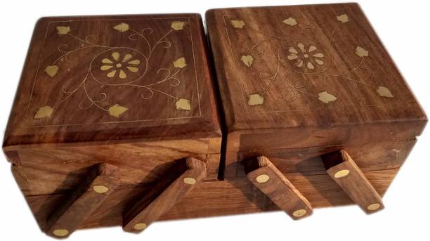 SRE Hand Made Flip-Flap Wooden Jewellery Vanity Box Jewellery, Jewelry Vanity Box