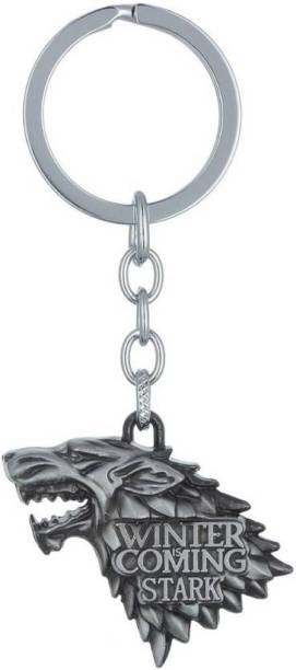 ibex Game of Thrones House Winter is coming Stark Head 3D Silver Key Chain Key Chain