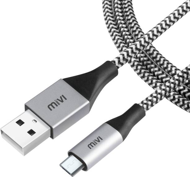 Mivi Micro USB Cable 2 A 1.8 M 6 Ft Long Nylon Braided Original Tough Black Micro