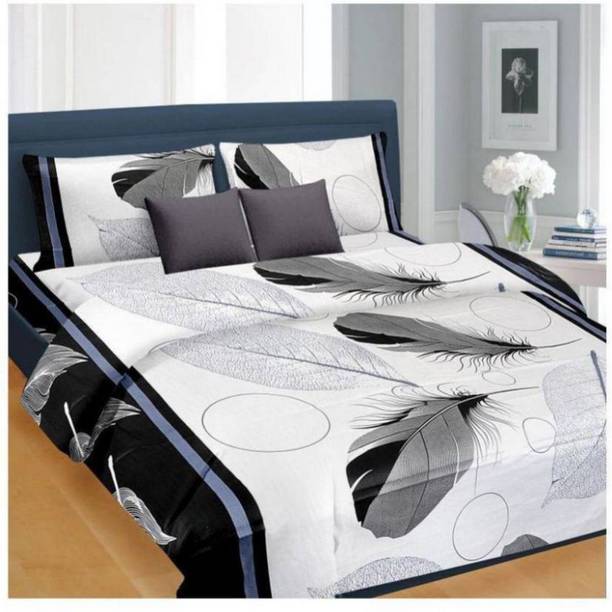 MS NAKHRO Microfiber Double Flat 104 TC Floral 1 Bedsheet with 2 Pillow Covers