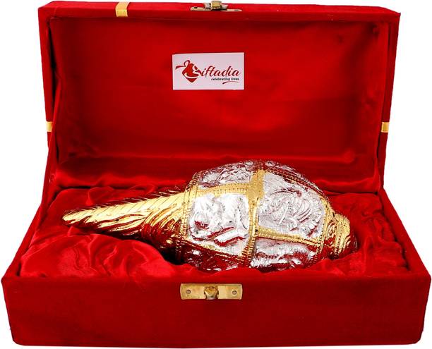Giftadia Brass Decorative Shankh Conch Pooja Shankh Showpiece - BR013 Decorative Shankh