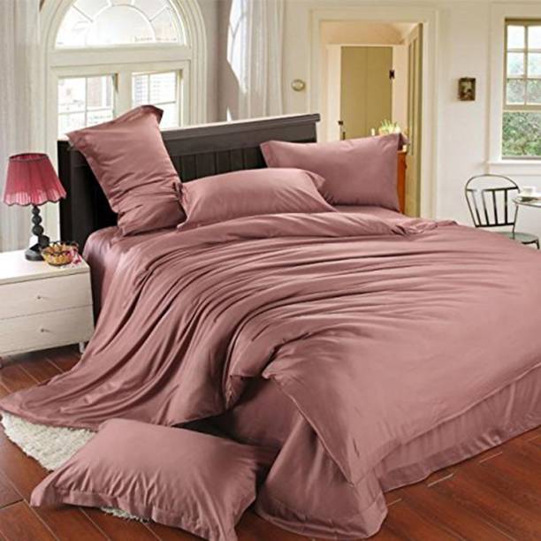 LINENWALAS 300 TC Silk King Solid Flat Bedsheet