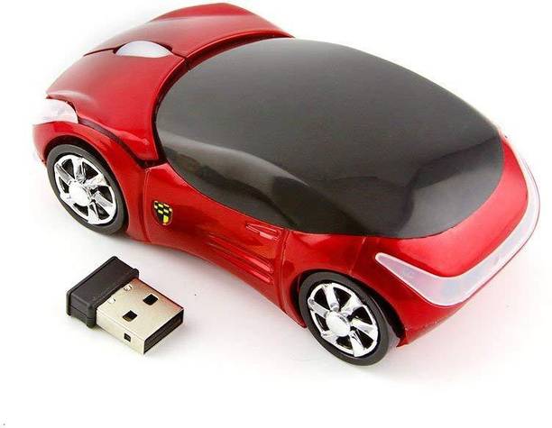 microware Cool Sport Car Shaped Mouse 2.4GHz Wireless Car Mouse Ultra Small Optical Gaming Mouse Mini Office Mice for PC Computer Laptop Perfect Present for Kids or Girls (Red) Wireless Ambidextrous Optical  Gaming Mouse  with Bluetooth