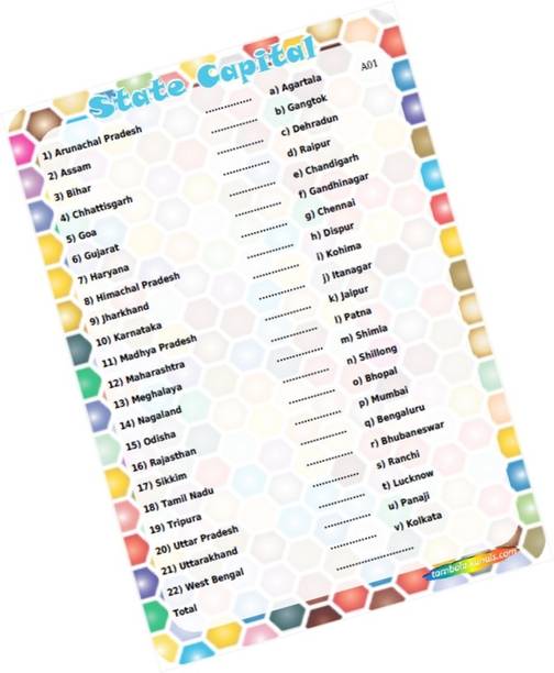 PartyStuff India State Capital Match - Cross Jumble Match in Paper Games (12 Cards) Word Games