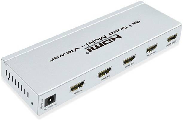 microware HDMI 4x1 Quad Multi-viewer 4 in1 Out HDMI Quad Screen Switcher/Multiviewer with IR Remote Control Media Streaming Device