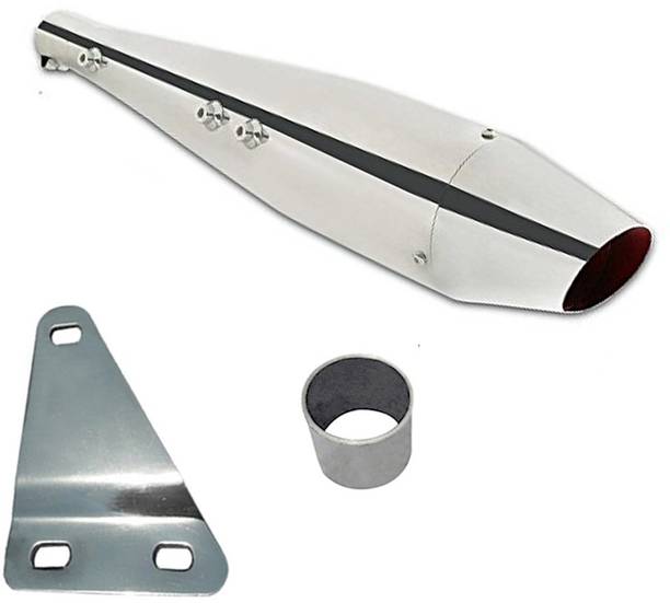 Dhe Best Dolphin Full Chrome Glasswool/Filter Exhaust Silencer Royal Enfield Electra EFI39 Royal Enfield Electra EFI39 Full Exhaust System