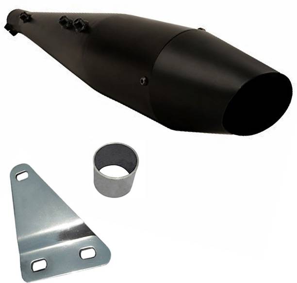 Dhe Best Dolphin Full Black Glasswool/Filter Exhaust Silencer Royal Enfield Classic 350 Royal Enfield Classic 350 Full Exhaust System