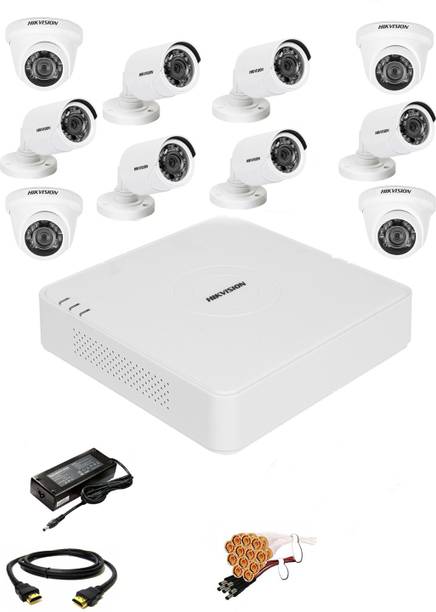 HIKVISION 16 Channal HD DVR 1080p 1Pcs,Outdoor Weatherproof Camera 720p 6Pcs,Indoor Camera 720p 4Pcs, Security Camera