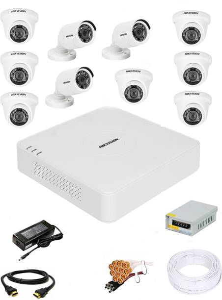 HIKVISION 16 Channal HD DVR 1080p 1Pcs,Outdoor Camera 720p 3Pcs,Indoor Camera 720p 7Pcs, Security Camera