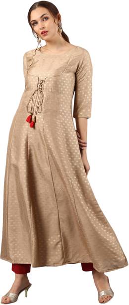 Women Printed Silk Blend Flared Kurta