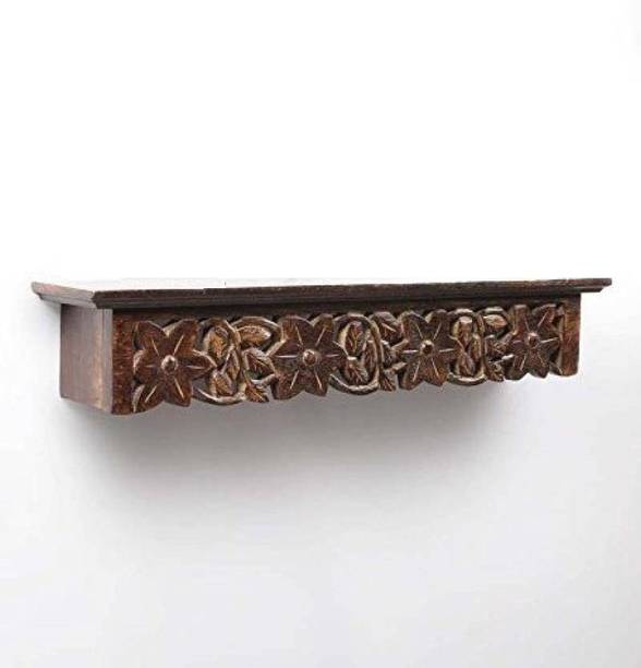 Handicraft ANTIQUE LOOK THICK CARVED Wooden Wall Shelf