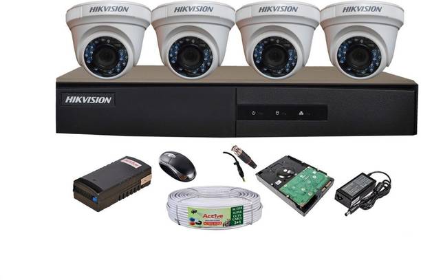 HIKVISION HIKVISION 1MP 4CH DVR DS-7A04HGHI-F1/N OR DS-7A04HGHI-F1/ECO 01PCS 1MP DOME CAMERA DS-2CE5ACOT-IRP OR DS-2CE5ACOT-IRP/ECO 04PCS 90METAR CABLE 1TB SATA HDD COMBO KIT Security Camera