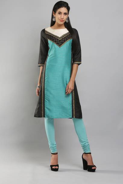 Lilac Mandarin Collar Cotton Blend Straight Kurta