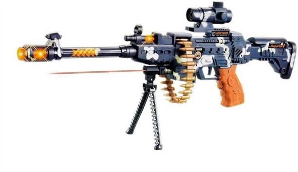 AA Musical Army Style Toy Gun for Kids with Music, Lights and Laser Light (Multicolor) Guns & Darts