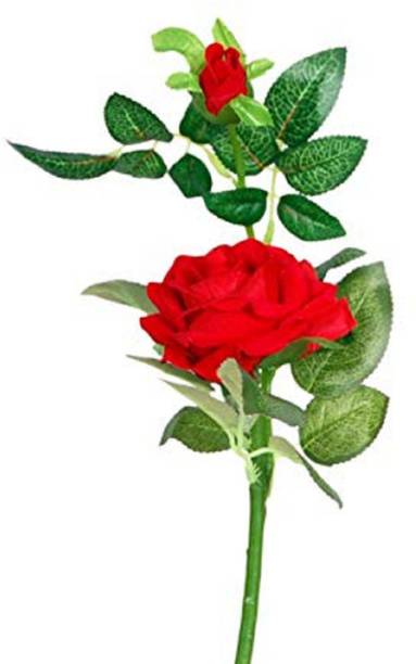 Urvi Creations Artificial Rose Flower Stick/Bouquet/Flower Vase Red Rose Artificial Flower