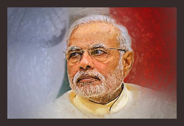 Mad Masters Honorable PM Narendra Modi Painting, Painting with frame (18 x 12 ) inches Digital Reprint 12 inch x 18 inch Painting