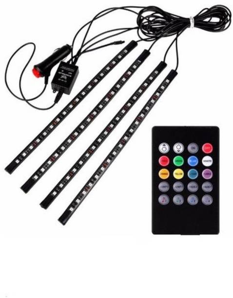 AutoBizarre 12 LED Multicolor Music Controlled Sound Activated Car Interior Atmosphere Light (works with all cars) Car Fancy Lights