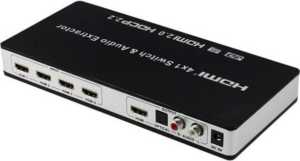 microware HDMI 2.0 Switch 4x1 HDMI Switcher Converter 4 in 1 out Audio Extractor Toslink/SPDIF RCA 4Kx2K@60Hz HDMI2.0 HDCP2.2 7.1CH Media Streaming Device