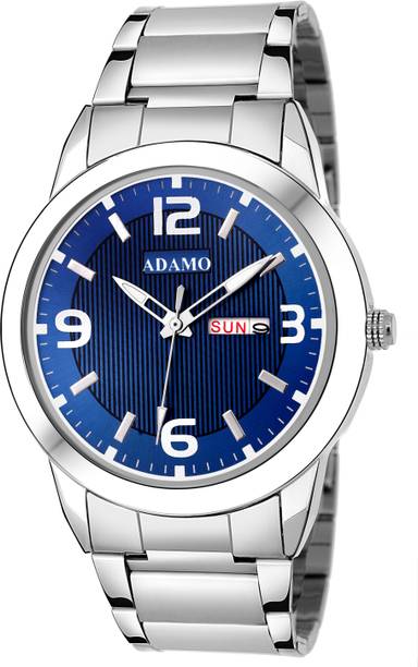 ADAMO A333SM05 Legacy wristwatch / watchs DAY AND DATE FUNCTIONING Blue Dial Round Shaped with Stainless Steel Chain Premium watch for Men and Boys Analog Watch - For Men