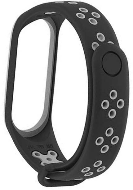 ACUTAS Sports Soft Silicone Durable Replacement Strap Mi Band 3 - Black Grey Smart Band Strap