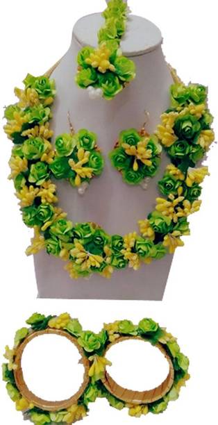 Pridetrend Paper Green, Yellow Jewellery Set