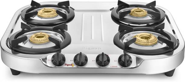 पीजिओन Elegance (Tushar) 4 Burner स्टेनलेस स्टील मैनुअल गैस चूल्हा
