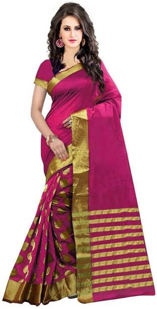 Bhuwal Fashion Self Design, Striped Bollywood Cotton Silk Saree