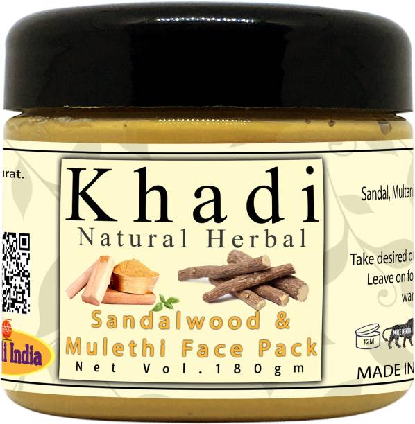 khadi natural herbal Sandalwood And Mulethi Face Mask | Skin Whitening Face Pack For All Skin Type Pack 180 gm