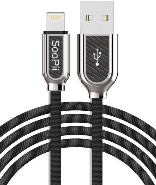 Soopii Lightning Cable 1 m cloth Lightning Cloth Braided Fast Charging USB Data Charge and sync Cable - 1 Meter - Black