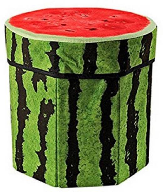 AKR 3D- CUTE CARTOON WATER MELON FOLDING STORAGE ORGANIZER CUM STOOL WITH INNER INFLATABLE STOOL PLUS AIR FILLED SOFT COMFORT SEAT WITH PUMP Living & Bedroom Stool (RED) Stool