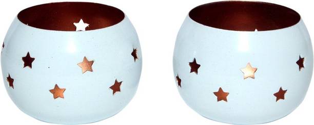 creative group White star design Iron Votive Tealight Holder Set Iron 2 - Cup Tealight Holder Set
