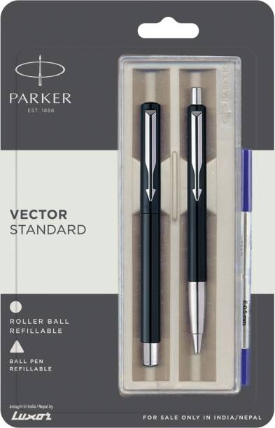 PARKER Vector Standard Roller Ball Pen+Ball Pen Black Body Color Pen Gift Set