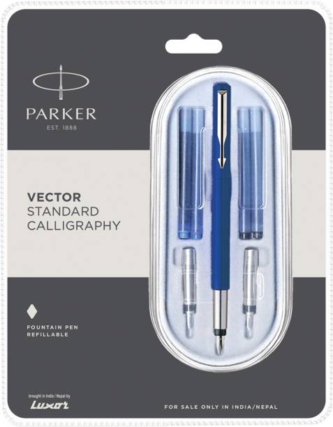 PARKER Vector Standard Calligraphy Chrome Trim Blue Body Color Calligraphy